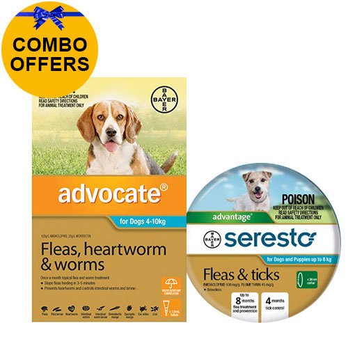 Advocate + Seresto Collar Combo Pack For Small/Medium Dogs 4-8kg (Aqua + Blue)
