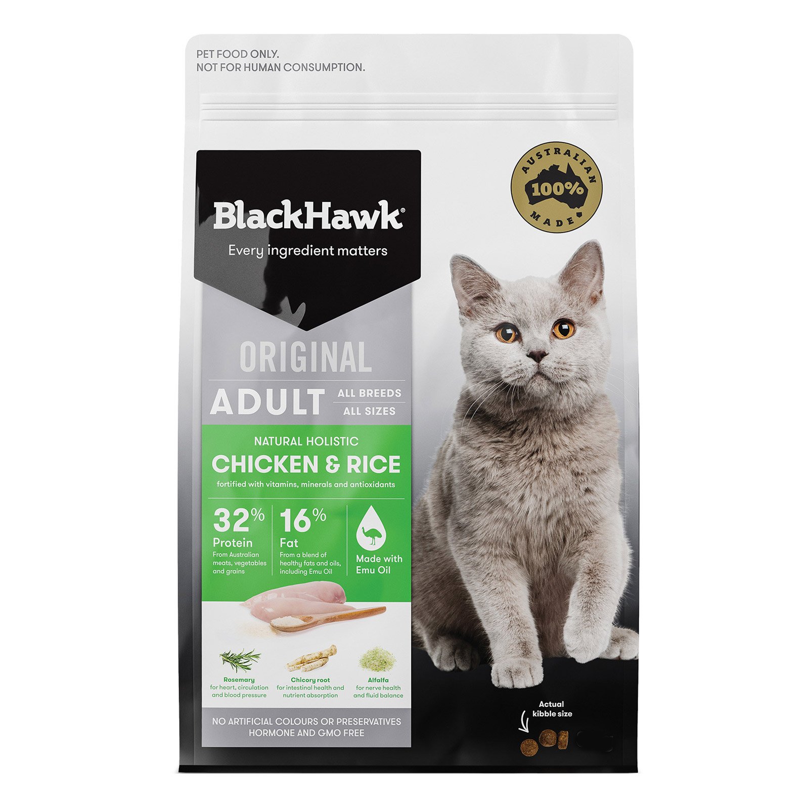 Black Hawk Adult Chicken and Rice Dry Cat Food New Formula