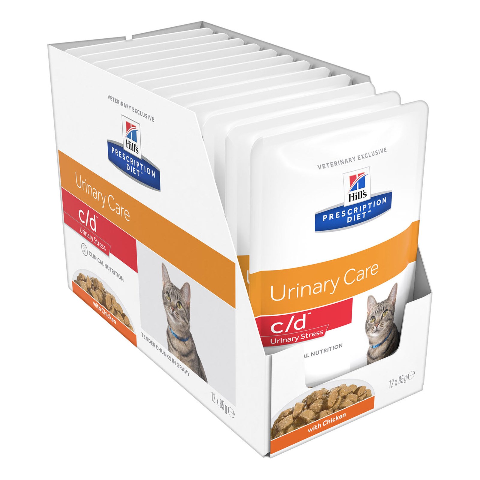 Hill's Prescription Diet c/d Urinary Care Multicare Stress Chicken Cat Food Pouches 85gmX12
