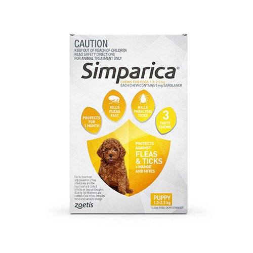Simparica Chewables 5MG for Puppies 1.3-2.5KG (YELLOW)