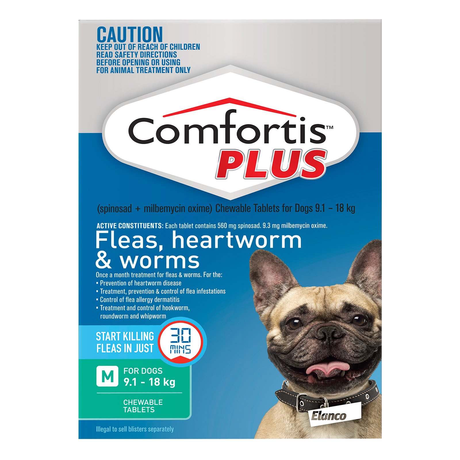 Comfortis Plus For Medium Dogs 9.1-18kg (Green)