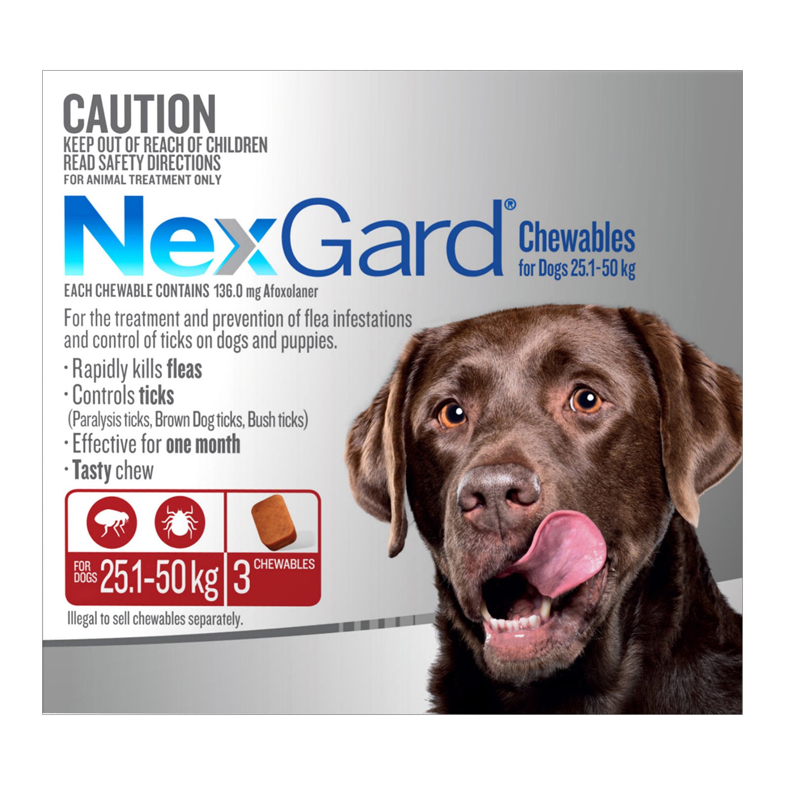 Nexgard Chewables For Large Dogs (25 - 50 Kg) Red