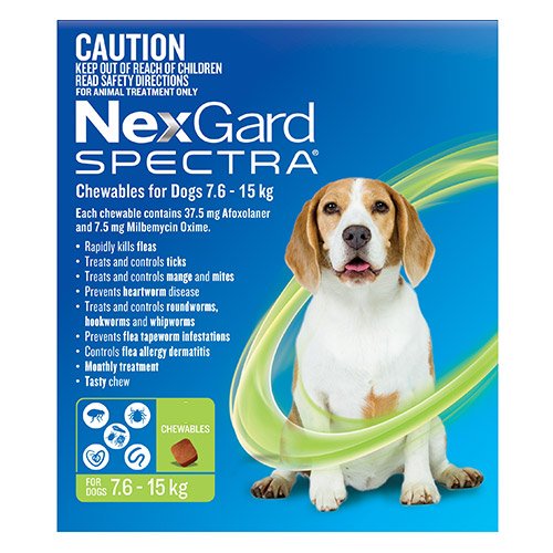 Nexgard Spectra Medium Dogs (7.6-15kg) Green