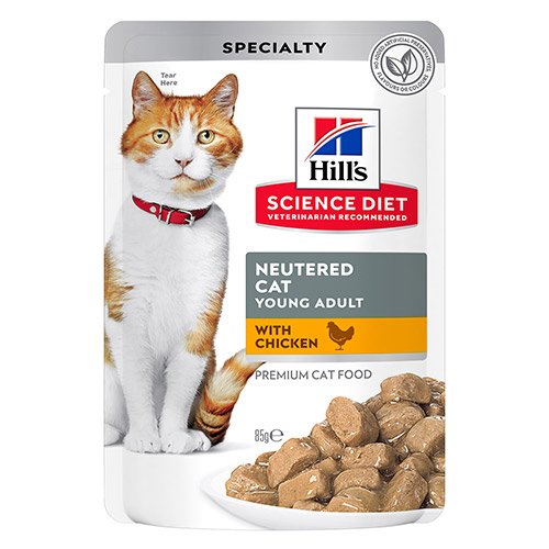 Hill's Science Diet Young Adult Neutered Cat Chicken Wet Pouch 85 Gm 12 Pouch