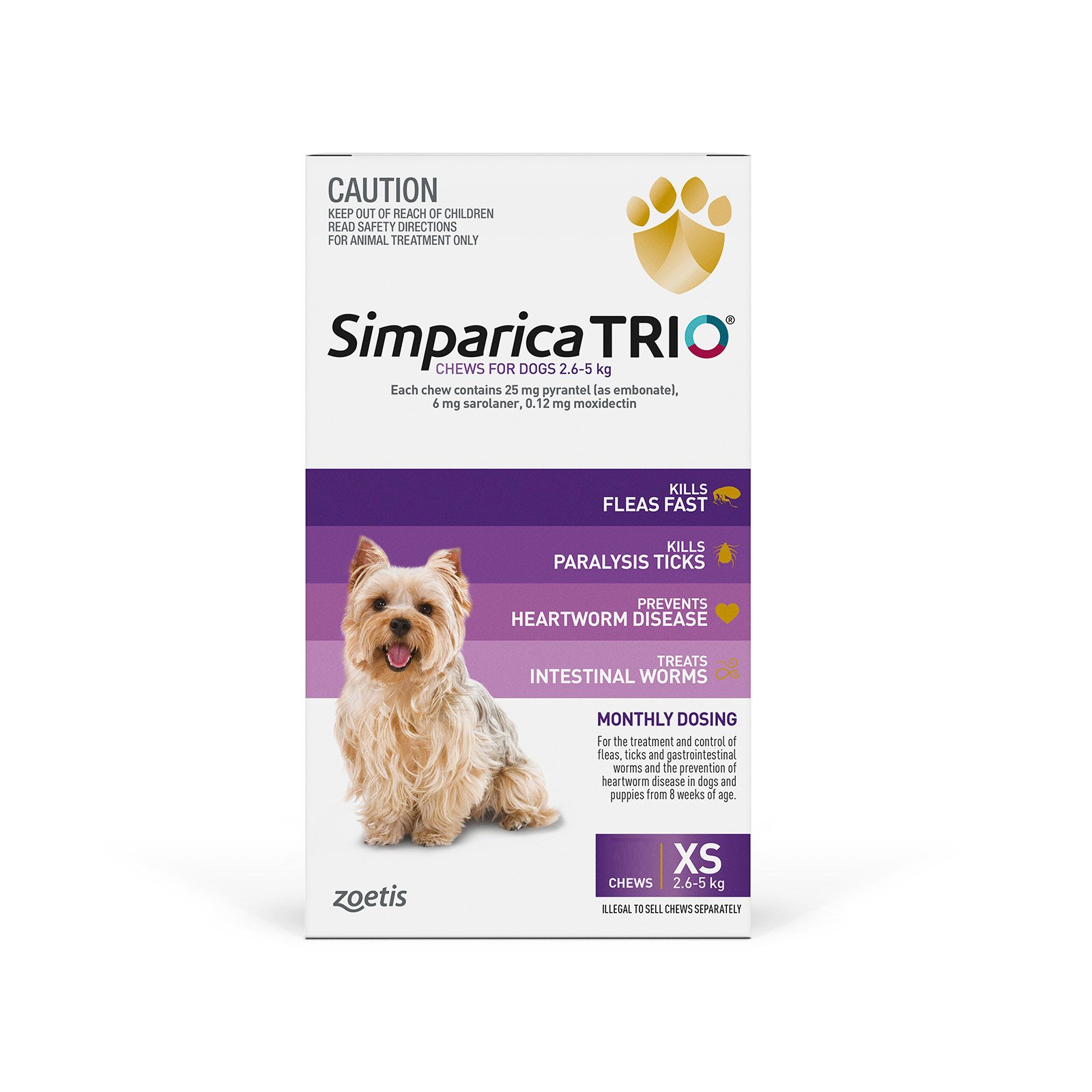 Buy Simparica TRIO for XSmall Dogs 2 6 5kg Purple Online