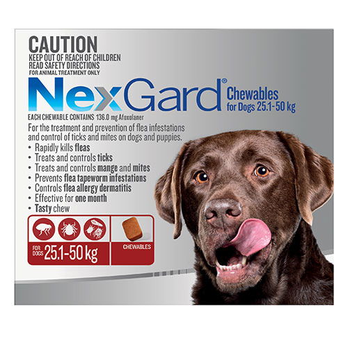 Buy Nexgard Chewables For Large Dogs (25 - 50 Kg) Red Online